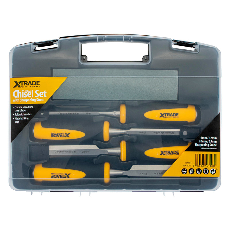 XTrade X0900044 4 Piece Chisel Set with Sharpening Stone